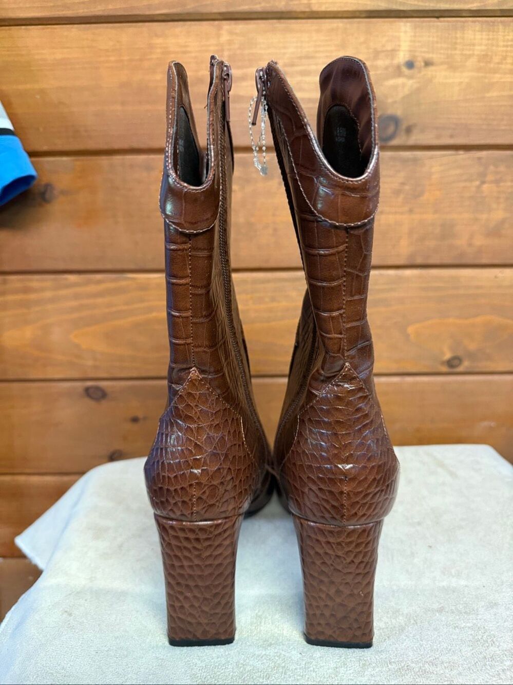 Chinese Laundry Forester western boots croc-embossed texture/ pointed toe Sz 8.5 - Picture 3 of 8